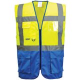 Warsaw Hi-Vis Contrast Executive Vest maat L, Yellow/Royal