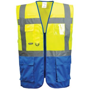 Warsaw Hi-Vis Contrast Executive Vest maat L, Yellow/Royal