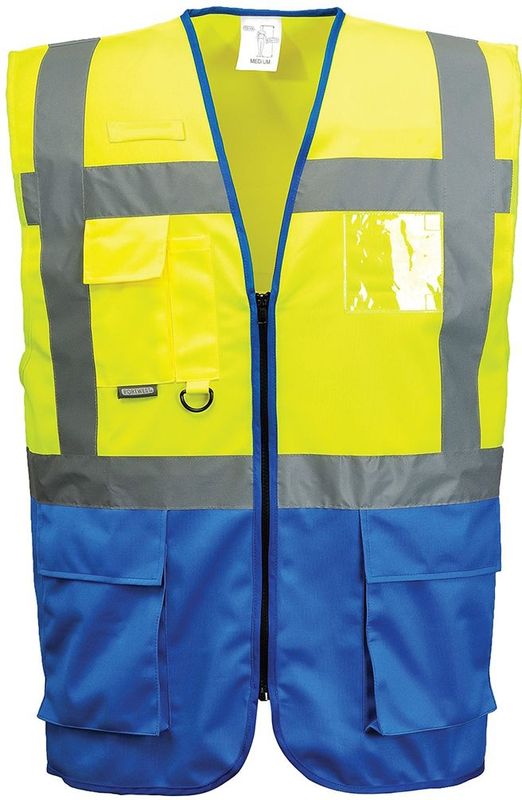 Warsaw Hi-Vis Contrast Executive Vest maat L, Yellow/Royal
