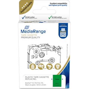 MediaRange Plastic tape cassette, for label printers using Brother TZ-731/TZe-731, permanent adhesive, 12mm, 8m, laminated, blac