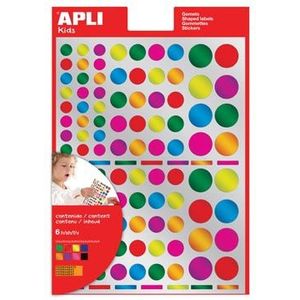 Apli Kids stickers, cirkel, blister met 624 stuks in geassorteerde metallic kleuren en groottes