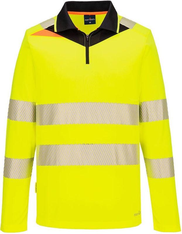 DX4 Hi-Vis polo lange mouw met rits maat 4XL, Yellow/Black