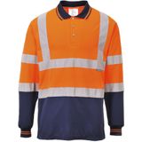 Portwest - S279 - Tweekleurige Polo met Lange Mouw - Oranje/Marine - XXXL