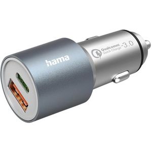 Autolader Hama 1x USB-C 1x USB-A 38W metaal