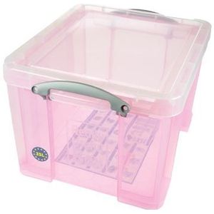 Really Useful Box opbergdoos 35 liter, transparant roze [6x]