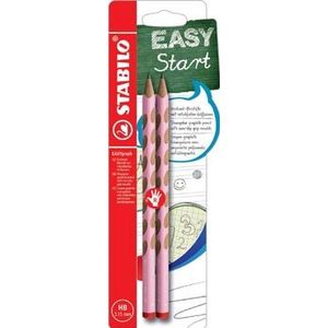 STABILO EASYgraph S Pastel potlood, HB, 3,15 mm, blister van 2 stuks, voor rechtshandigen, roze