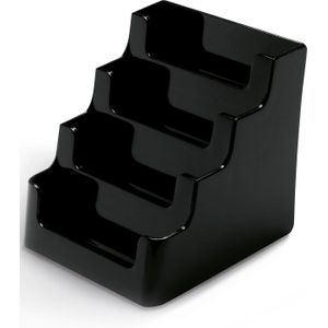 Visitekaarthouder deflecto, zwart, 4 compartimenten, 100 x 95 x 110mm