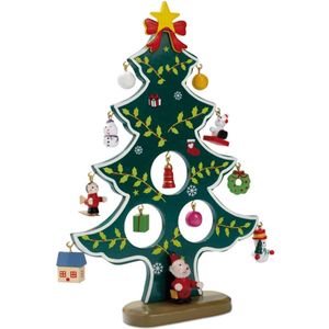 Houten kerstboom met decoratie Woodtree, groen