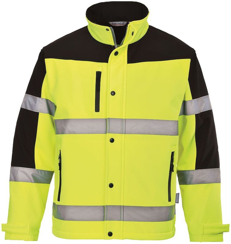 Softshell - 3L - Jack - Geel - Waterdicht, Ademend, Winddicht, Reflecterende Striping