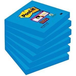 Memoblok 3M Post-it 654 Super Sticky 76x76mm blauw