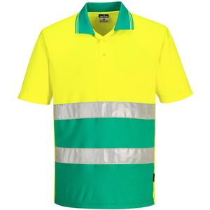 Portwest - S175 - Poloshirt - Geel/Blauwgroen - Korte Mouw - HiVis Lichtgewicht