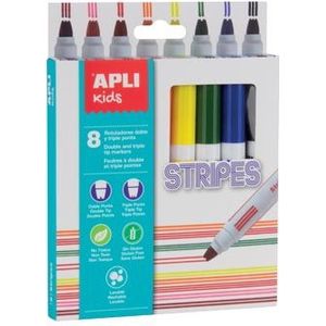 Apli Kids viltstift Stripes, blister met 8 stuks