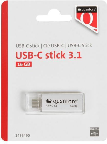 100x USB-stick Quantore USB-C 16GB 3.1 zilver