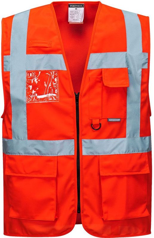 Portwest - Berlin S476RERL - Executive Vest - Rood - 7 Vakken, CE-gecertificeerd, EN ISO 20471
