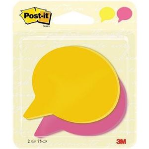 Post-it Notes, gestanst in de vorm van een spraakballon, 71 mm x 73 mm, 2 x 75 vellen
