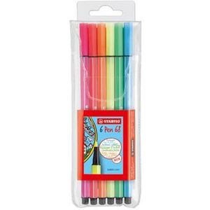 STABILO Pen 68 Neon, etui van 6 stiften in geassorteerde kleuren