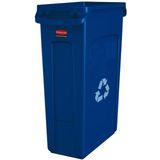 Afvalbak Rubbermaid Slim Jim Vented met luchtsleuven 87liter blauw