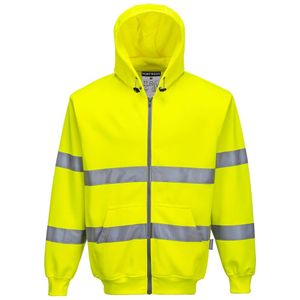 Hi-Vis Zipsweater met capuchon en rits maat Small, Yellow