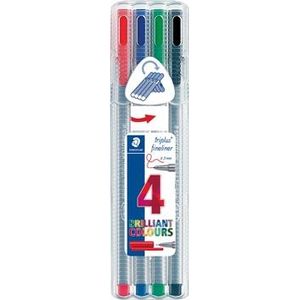 Staedtler fineliner Triplus geassorteerde kleuren, opstelbare box met 4 stuks