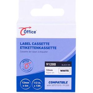 Labeltape office paper zw/wit 12mm x 4m