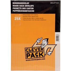 Cleverpack bordrugenveloppen, ft 262 x 371 mm, met stripsluiting, wit, pak van 25 stuks