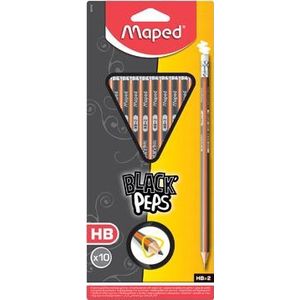 Maped Black'Peps potlood HB, met gum, kartonnen ophangetui met 10 stuks