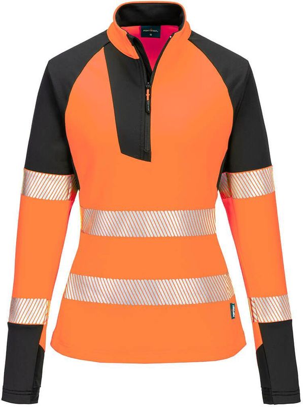 Portwest - PW3 T173 - Sweatshirt - Oranje/Zwart - Dames - 1/4 Rits