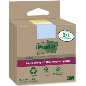 Memoblok 3M Post-it 654 RSSCOL 76x76mm assorti kleur 3 1 gratis