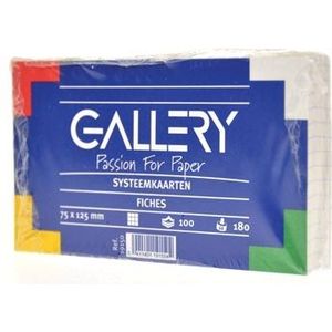 Gallery witte systeemkaarten, ft 7,5 x 12,5 cm, geruit 5 mm, pak van 100 stuks