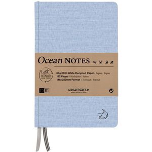 Notitieboek Aurora Ocean A5 192blz lijn 80gr linnenstructuur kaft blauw