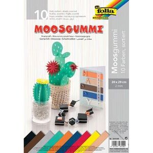 Folia mosgummi pak van 10 blad in 10 geassorteerde kleuren