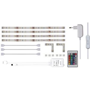 SET MET FLEXIBELE LEDSTRIPS, RGB-CONTROLLER EN VOEDING - RGB - 4 x 30cm - 12Vdc