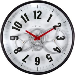 Wandklok Nextime 36cm Gear Clock wit metaal/glas