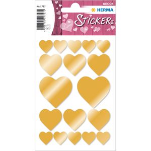 Stickers hartjes goud, goud preeg [10x]