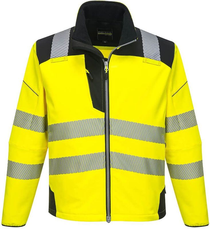 PW3 - Hi-Vis Softshell Jack - Geel/Blauw - Ademend - Waterdicht - Winddicht