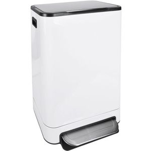 Afvalbak Desq pedaalemmer 40 liter RVS wit