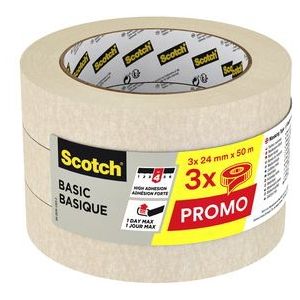 Afplaktape Scotch Basic 24mmx50m beige