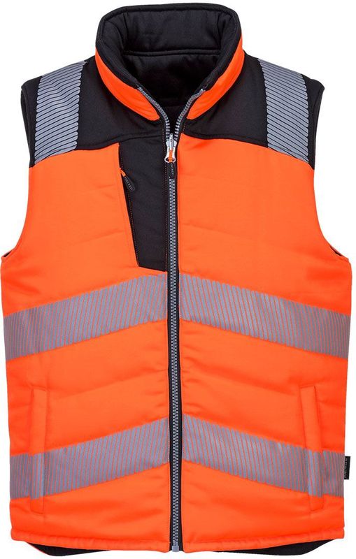PW3 - Hoge Zichtbaarheid Bodywarmer - OrBk - CE Gecertificeerd - Omkeerbaar Kledingstuk - UPF 50