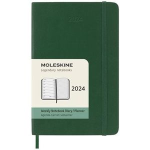 Agenda 2024 Moleskine 12M Planner Weekly 7dag/1pagina pocket 90x140mm soft cover myrtle green