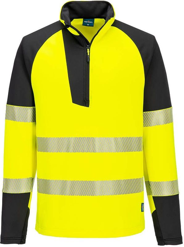 Portwest PW3 Hi-Vis Sweatshirt met 1/4 rits T172 - Geel/Zwart - 4XL