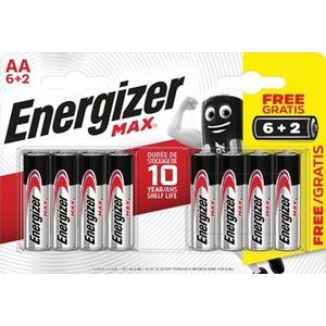 Energizer batterijen Max AA, blister van 6 stuks + 2 stuks gratis