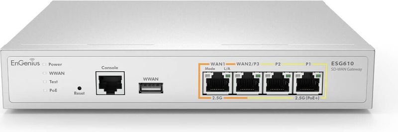 EnGenius - ESG610 - SD-WAN Beveiligingsgateway - Quad Core 2.2GHz - 4x 2.5G Poorten - Firewall