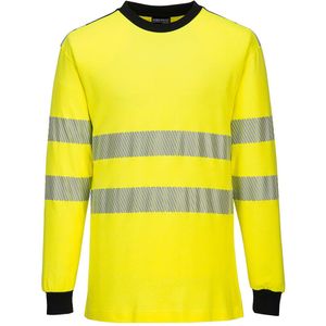 PW3 Modaflame gebreid Hi-Vis FR T-shirt met lange mouwen maat L, Yellow/Black
