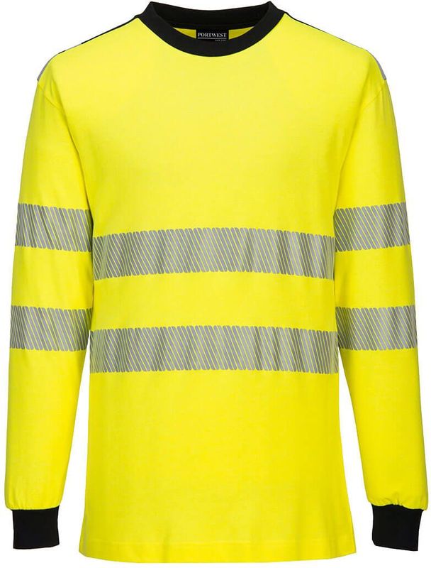 PW3 Modaflame gebreid Hi-Vis FR T-shirt met lange mouwen maat L, Yellow/Black