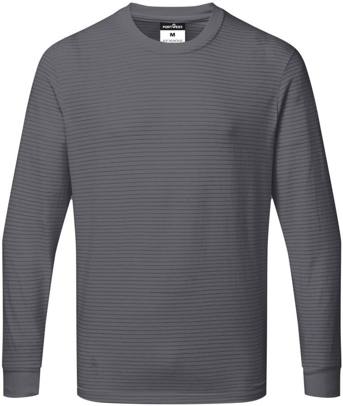 Anti-statisch ESD T-Shirt Lange Mouw maat 4XL, "Zoom Grey"