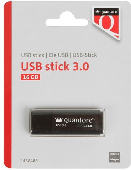 Quantore - USB-stick 3.0 - Zwart - 16GB - Gerecycled Plastic