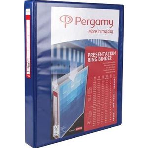 Pergamy personaliseerbare ringmap, ft A4, 2 pochettes, 2 insteektassen, 4 D-ringen van 25 mm, blauw