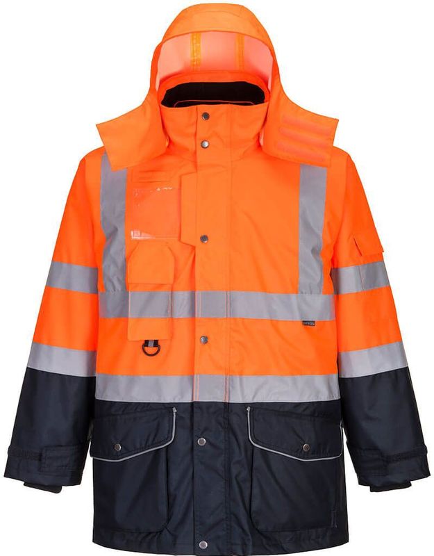 Hi-Vis 7-in-1 Contrast Traffic Jack maat 4XL, Orange/Navy