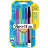 Paper Mate balpen InkJoy 100 met dop, blister met 5 stuks in geassorteerde fun kleuren
