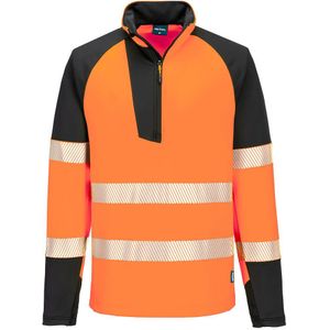 Portwest PW3 Hi-Vis Sweatshirt met 1/4 rits T172 - Oranje/Zwart - 4XL